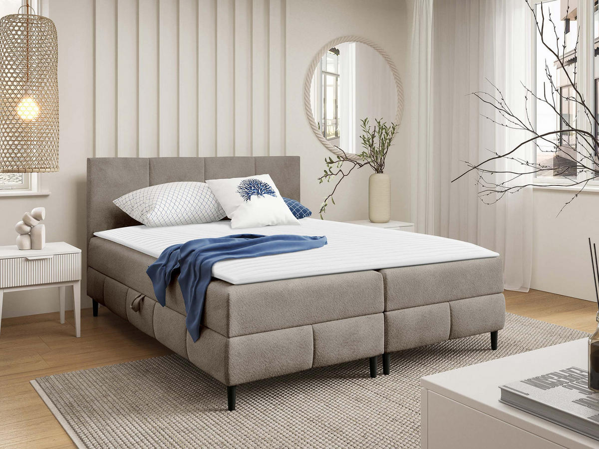 BOXBETT Box Best 2 - Hellbraun/Schwarz, Holz/Holzwerkstoff (120/200cm) - MIRJAN24