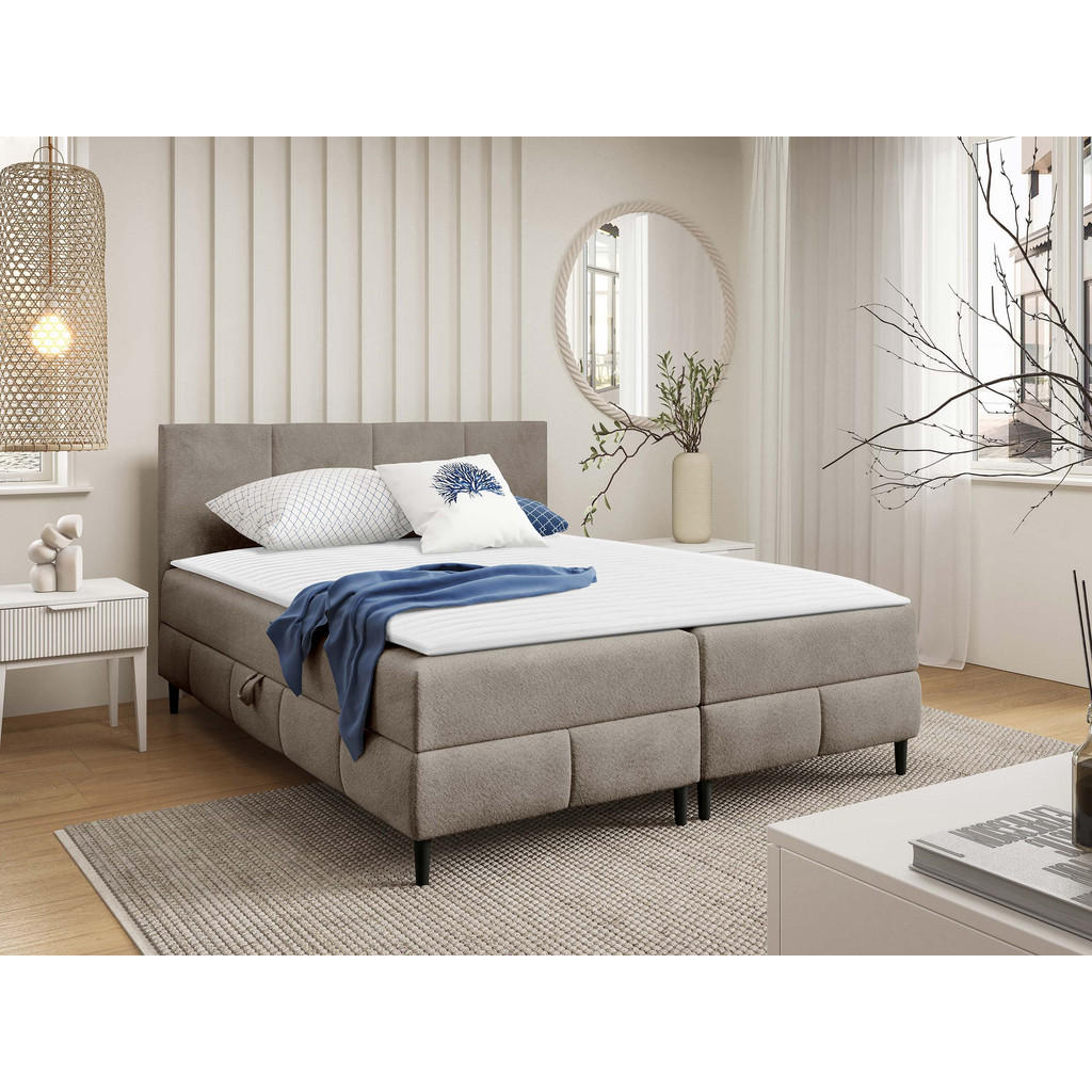 Thumbnail - Mirjan24 Boxbett, Hellbraun, Textil, H3, Höhe ca. 20 cm, Rechteckig, 180x200 cm, Schlafzimmer, Betten, Boxspringbetten