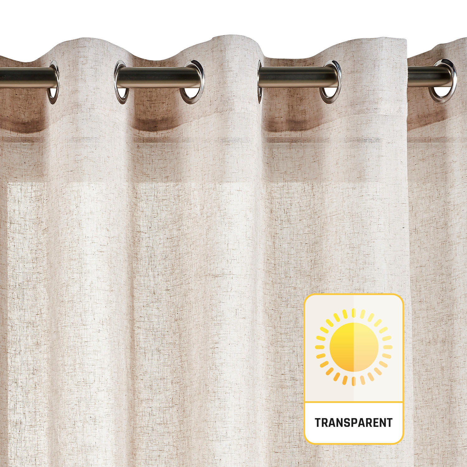 VORHANG MIT ÖSEN – lichtdurchlässig Beige 280X300 - Beige, Kunststoff (280/300cm) - STORESDECO