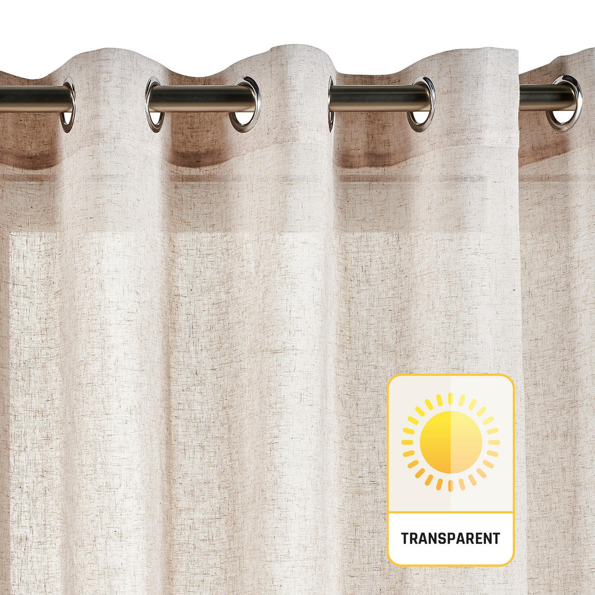 VORHANG MIT ÖSEN – lichtdurchlässig Beige 280X300 - Beige, Kunststoff (280/300cm) - STORESDECO