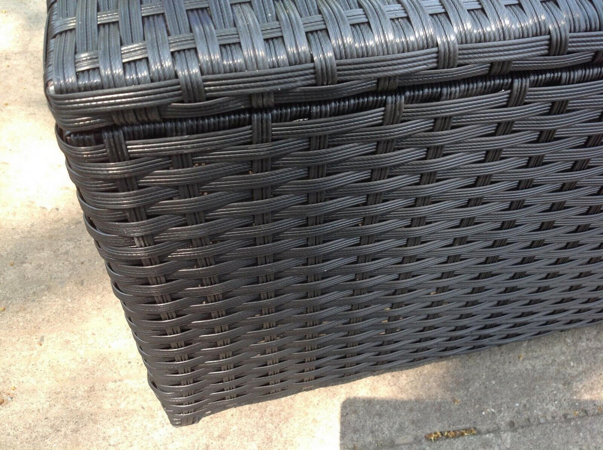 GARTENMÖBEL COUCHTISCH Polyrattan 1-teilig - Schwarz, Glas/Kunststoff (65/65/37cm) - Fimous