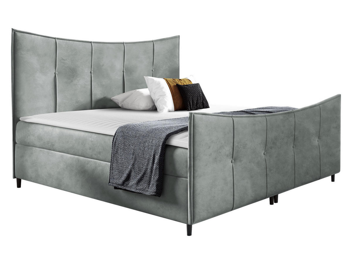 BOXBETT Bergamo Lux - Hellgrau, Holz (160/200cm) - MIRJAN24