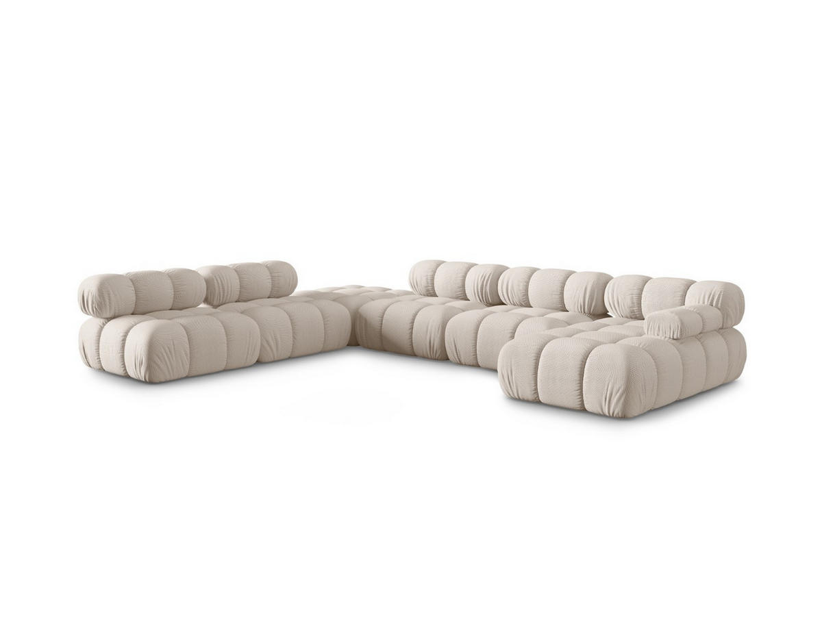 PANORAMASOFA modular links Bellis aus 3D-Stoff leichtes beige 7 Sitzplätze - Creme, Textil (282/70/376cm) - Micadoni