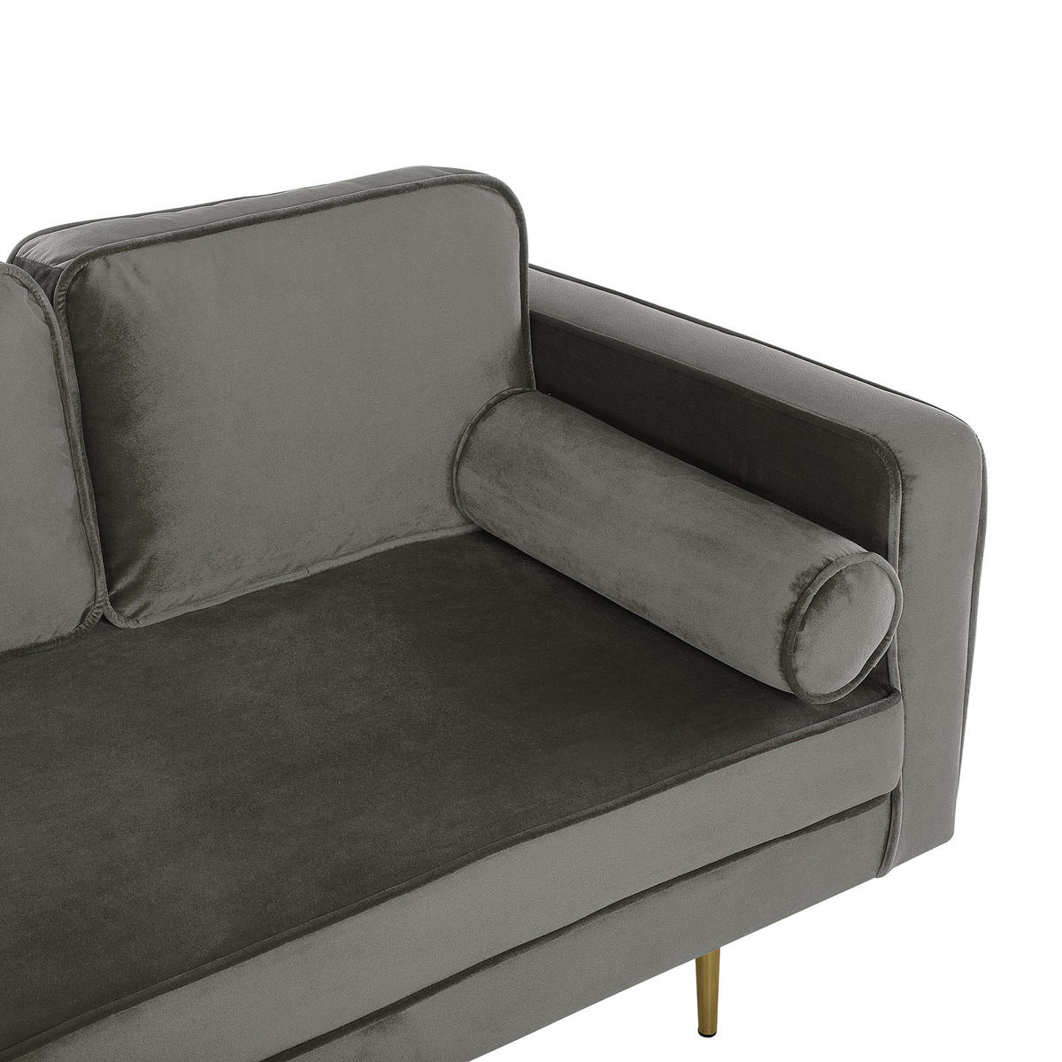 CHAISELONGUE Samtstoff taupe rechtsseitig Miramas - Goldfarben/Grau, Textil (171/63/79cm) - Beliani