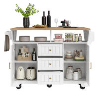 KÜCHENINSEL 120/40/95 cm weiß und Metall mit Klapptisch - Weiß, Holzwerkstoff (120/95/80cm) - OKWISH