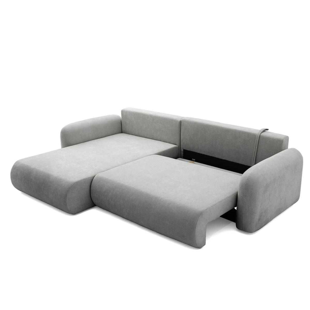 ECKSOFA NEST L Universal mit Schlaffunktion 157x240 Webstoff Grau - Schwarz/Grau, Holz/Textil (280/187cm) - Muffo