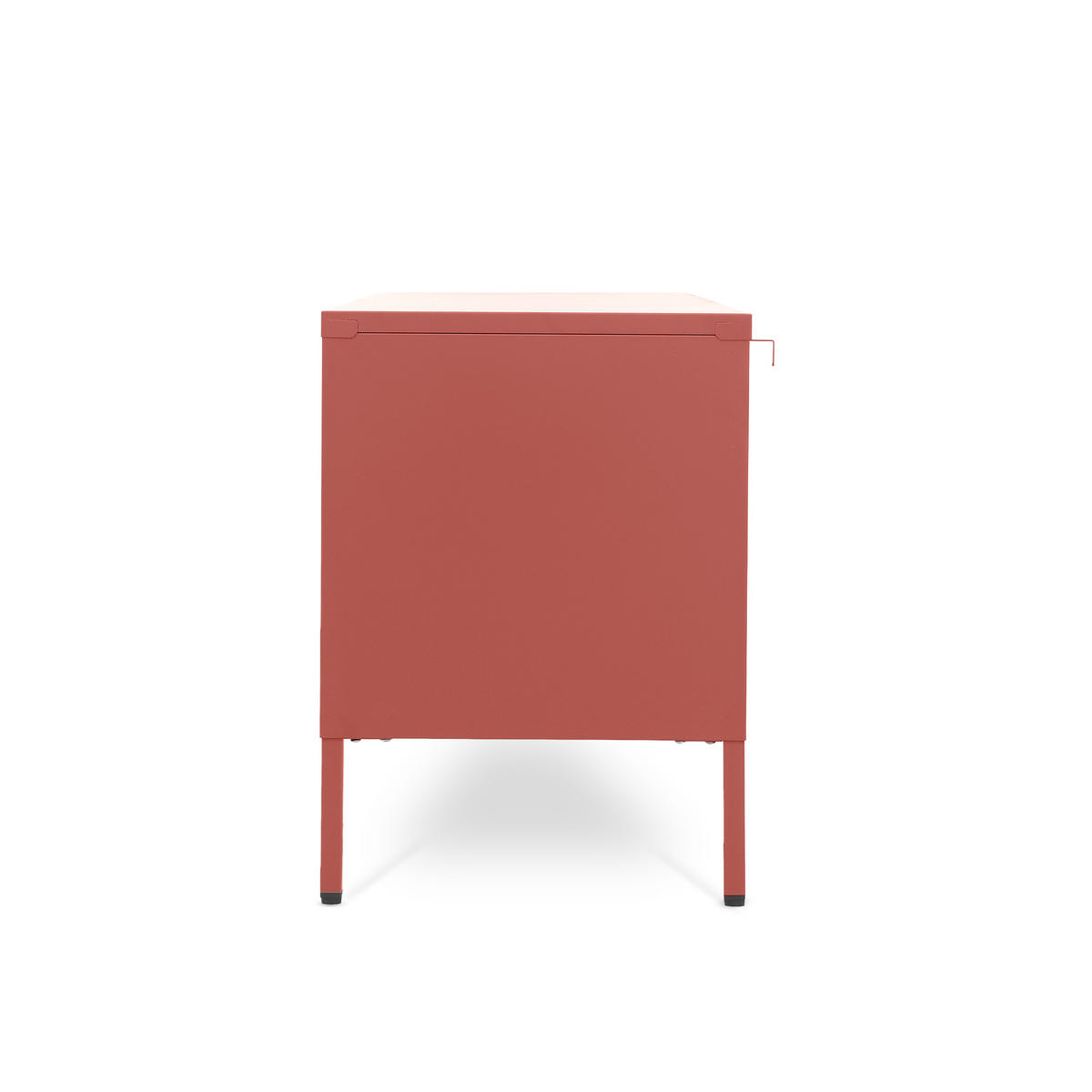 TV-STÄNDER Metall industriell EZRA, 130 cm, 3 Türen, Terrakotta und Sicherheitsglas - Terracotta, Metall (130/55/40cm) - Sicaan