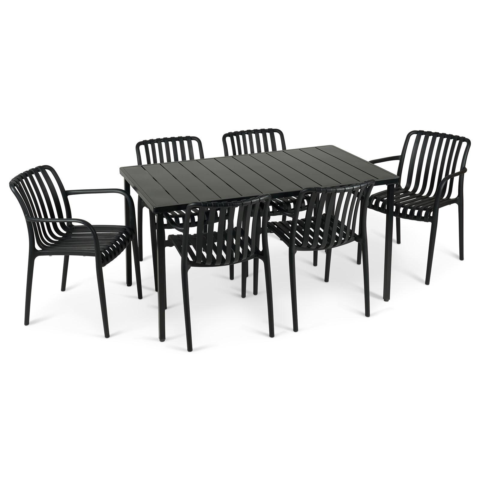 GARTENMÖBEL SET TULIPANO - Schwarz, Metall - IDIMEX