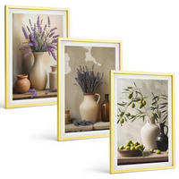 BILDER SET 3er Set - 40x60 cm Goldrahmen - Blumen in Vasen, Oliven, Dekorationen - Goldfarben, Kunststoff (40/60cm) - TULUP