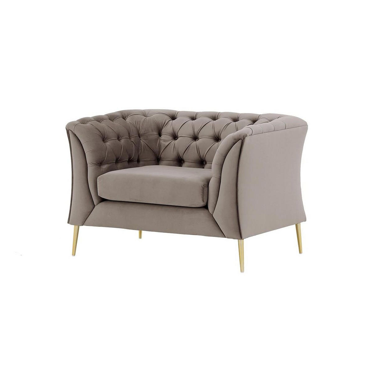 SESSEL Chesterfield Modern-Velluto 17 - Braun, Holz/Textil (106/74/80cm)