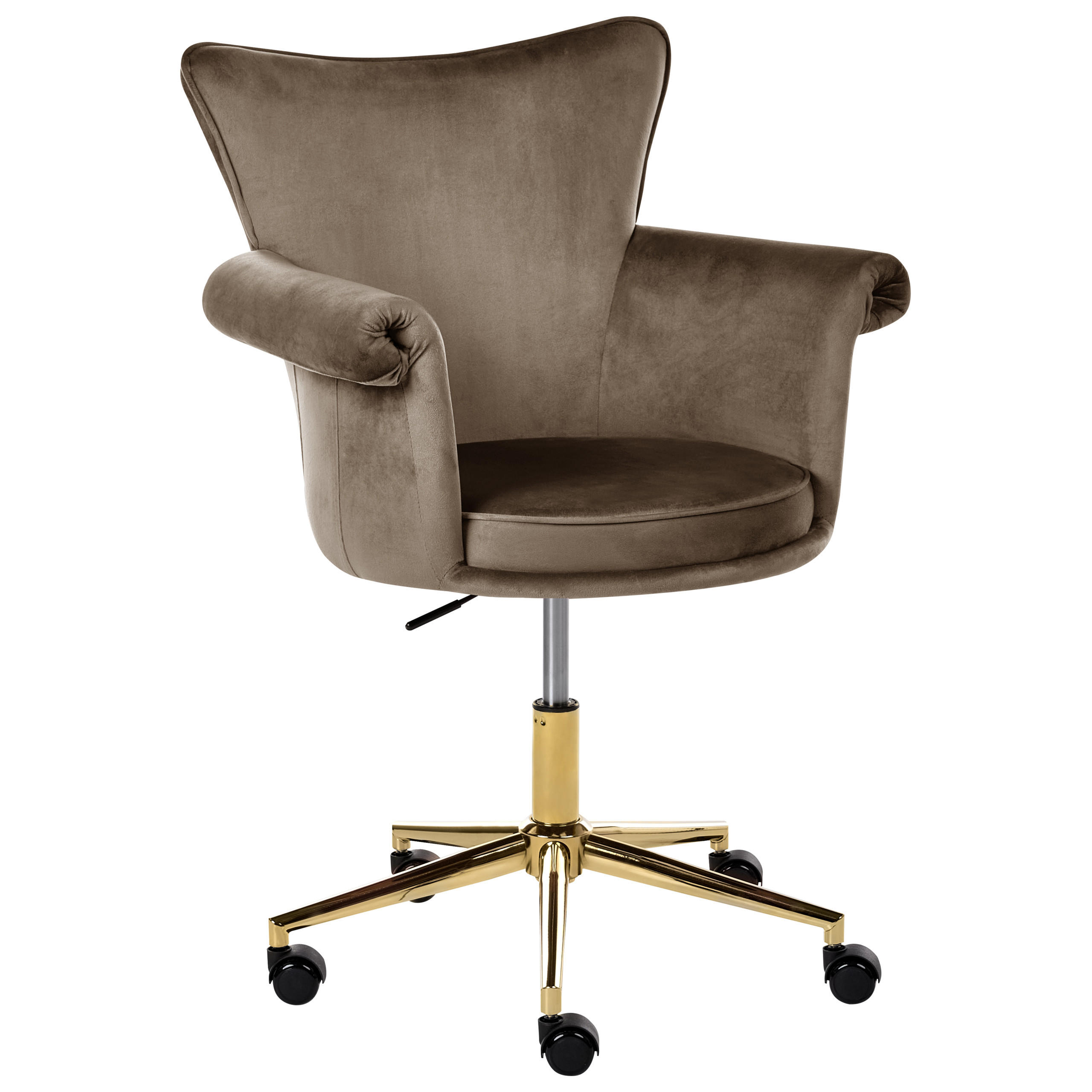 SCHREIBTISCHSTUHL Samtstoff Braun Velencia - Braun, Textil (64/85/60cm) - Beliani