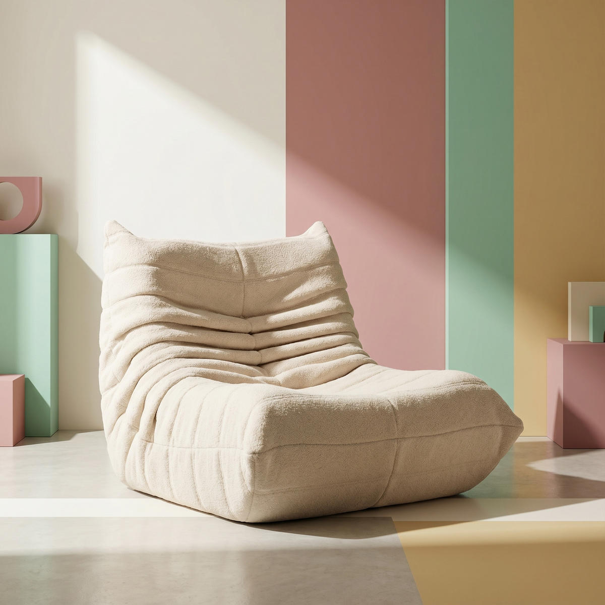 SITZSACK, 105x86x75 cm, Sitzsack in Birnenform, Sherpa-Stoff, Belastbarkeit bis 150 kg, Beige - Beige, Textil (86/75/105cm) - GENKI LIVING