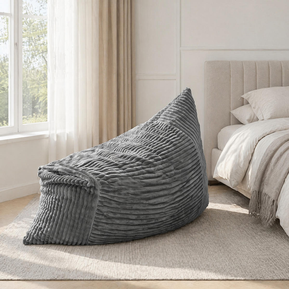 SITZSACK wandelbar Flannelette Light Gray - Hellgrau, Kunststoff (125/1/180cm) - Beauniv