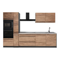 KÜCHENZEILE R-Line, Goldkraft Eiche/Anthrazit, 310 cm Arbeitsplatte Marmor - Honigeiche/Anthrazit, Holzwerkstoff (310/206.8/60cm) - Vicco