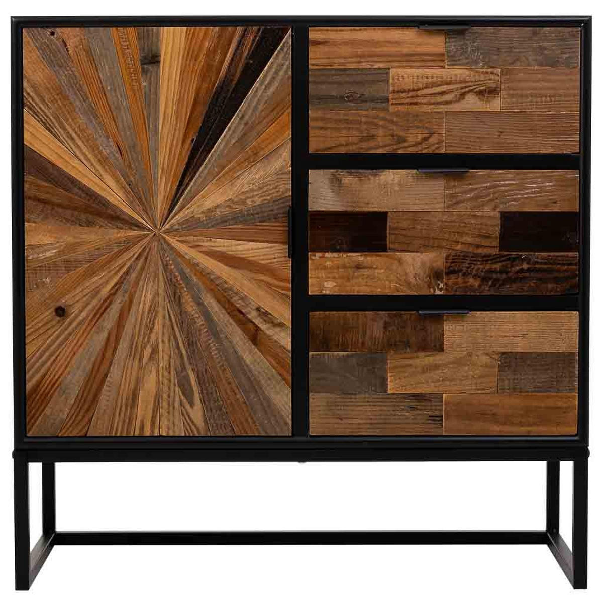 ANRICHTE aus Holz und Metall, braun, 80x34x80 cm - Schwarz, Holzwerkstoff (80/80/34cm) - Wanderlust