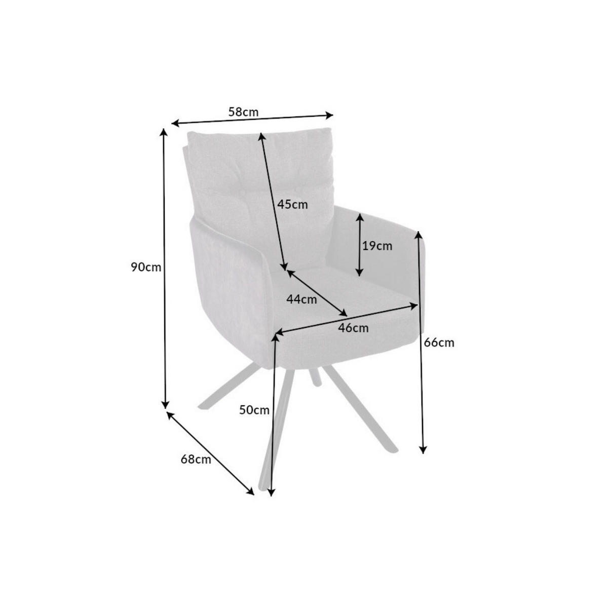 ARMLEHNSTUHL BIG GEORGE Samt, Strukturstoff Grau - Hellgrau, Textil (58/90/68cm) - riess-ambiente