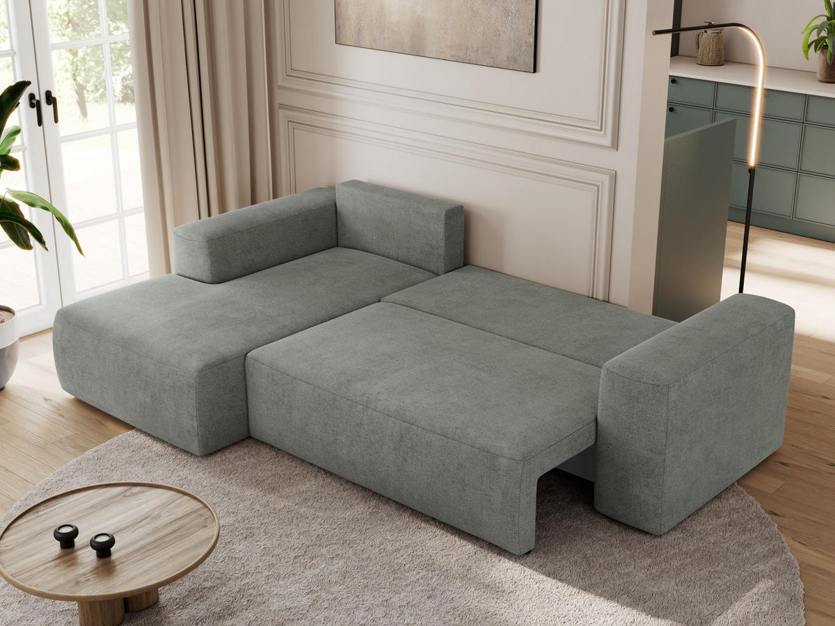 ECKSOFA TRENTINO L Grau Stukture - Links - Schwarz/Grau, Textil (266/164cm) - MKS
