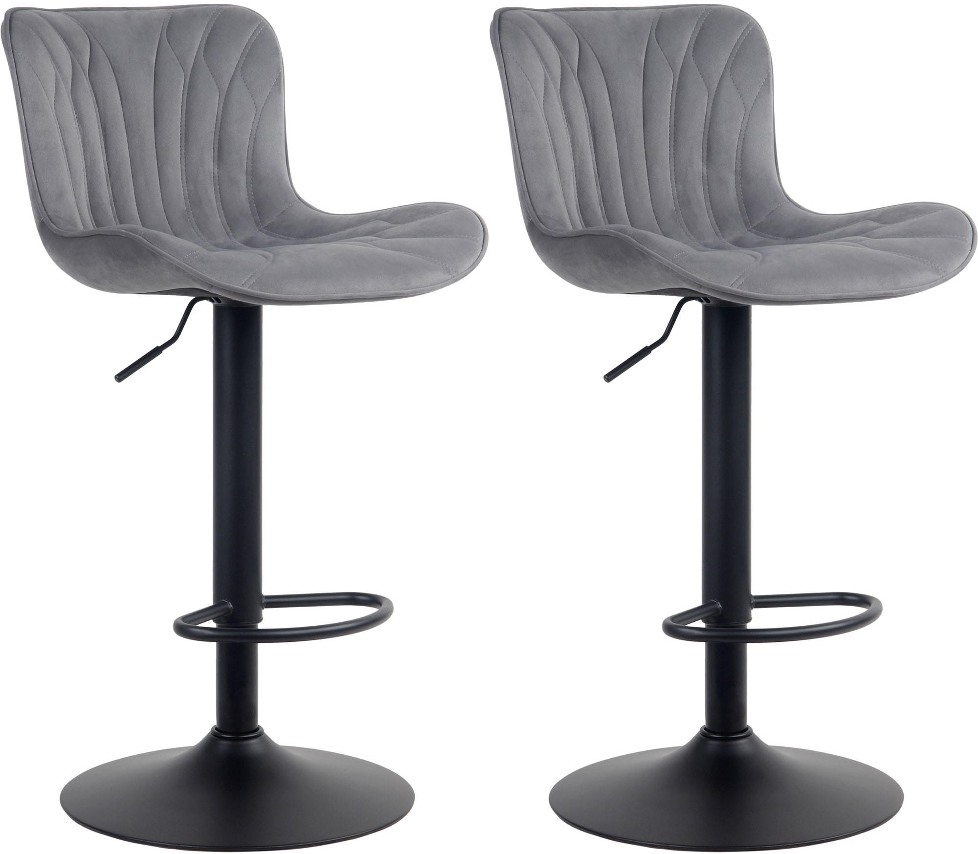 BARHOCKER 2er Set Samt dunkelgrau - Dunkelgrau/Schwarz, Textil/Metall (48/83/54cm) - CLP