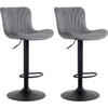 BARHOCKER 2er Set Samt dunkelgrau - Dunkelgrau/Schwarz, Textil/Metall (48/83/54cm) - CLP