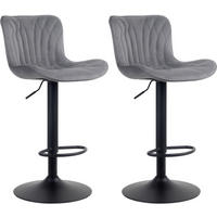 BARHOCKER 2er Set Samt dunkelgrau - Dunkelgrau/Schwarz, Textil/Metall (48/83/54cm) - CLP