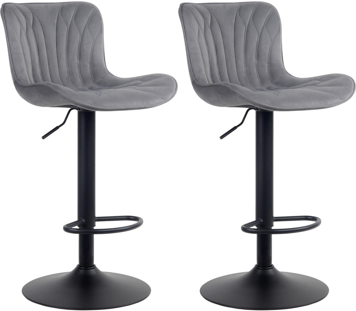 BARHOCKER 2er Set Samt dunkelgrau - Dunkelgrau/Schwarz, Textil/Metall (48/83/54cm) - CLP