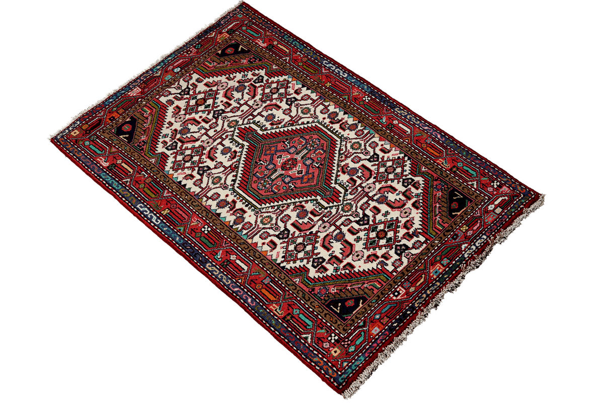 ORIENTTEPPICH handgeknüpft Assadabad Beige, Rot 128/79 cm Schurwolle - Beige/Rot, Textil (79/128cm) - Looma