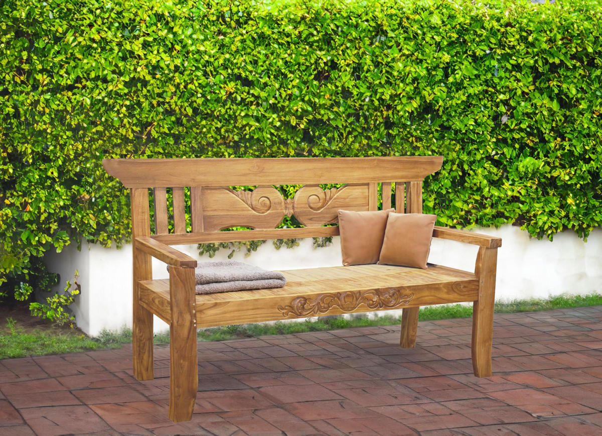 GARTENBANK Maren 3-Sitzer Terrassenbank - Hellbraun, Holz (163.5/97/61cm) - DELUKE