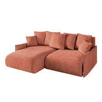ECKSOFA mit Schlaffunktion und Bettkasten ONESK-L -v1 208x165x40 Apricot Velours - Koralle, Holzwerkstoff/Kunststoff (208/165cm) - ALTDECOR