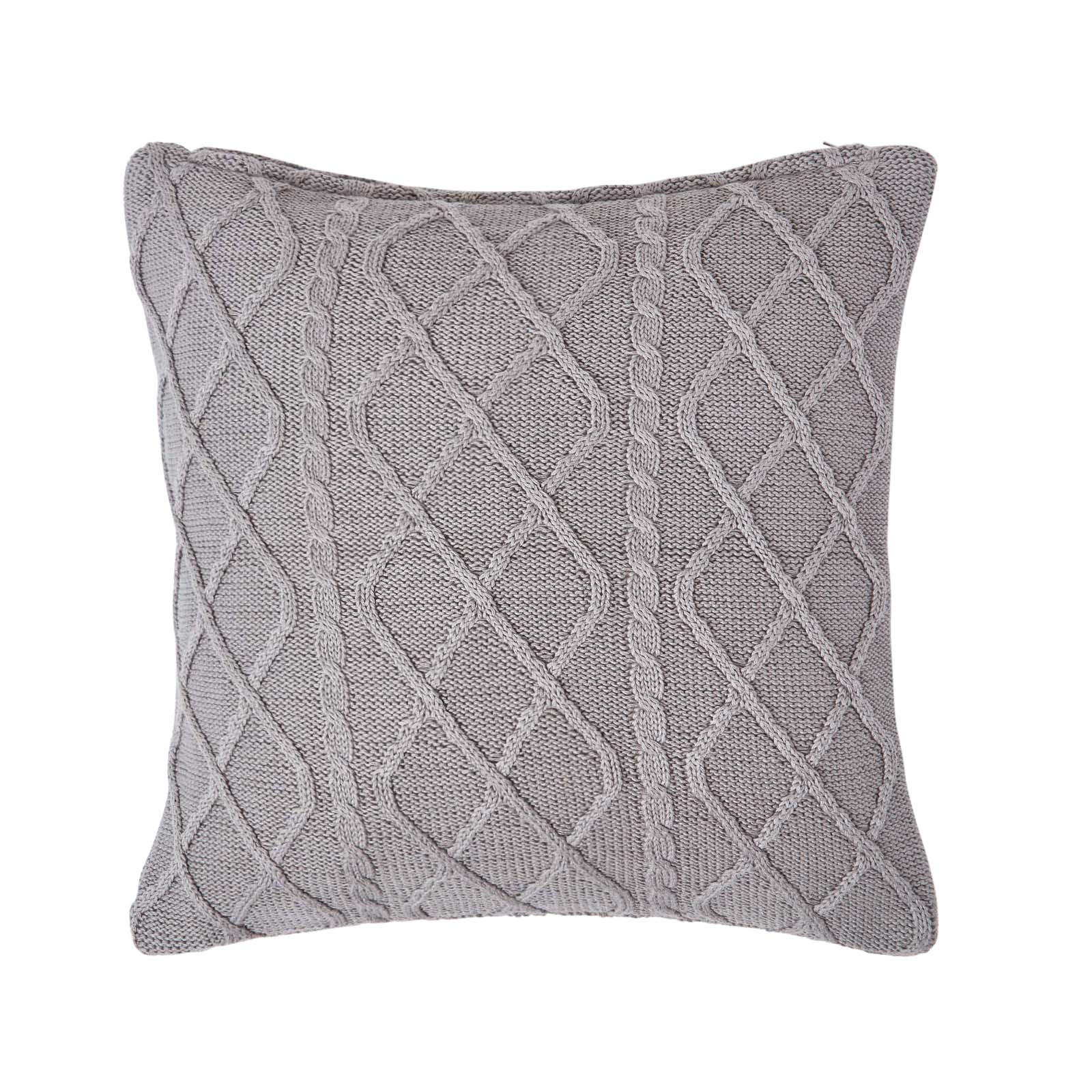 KISSENHÜLLE Strick-Muster 45/45 cm - Grau, Textil (45/45cm) - Homescapes