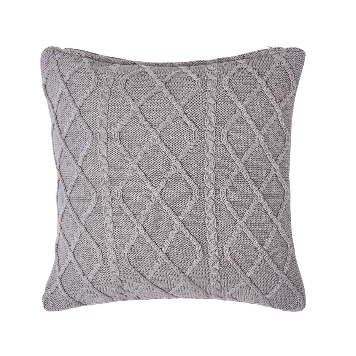 KISSENHÜLLE Strick-Muster 45/45 cm - Grau, Textil (45/45cm) - Homescapes