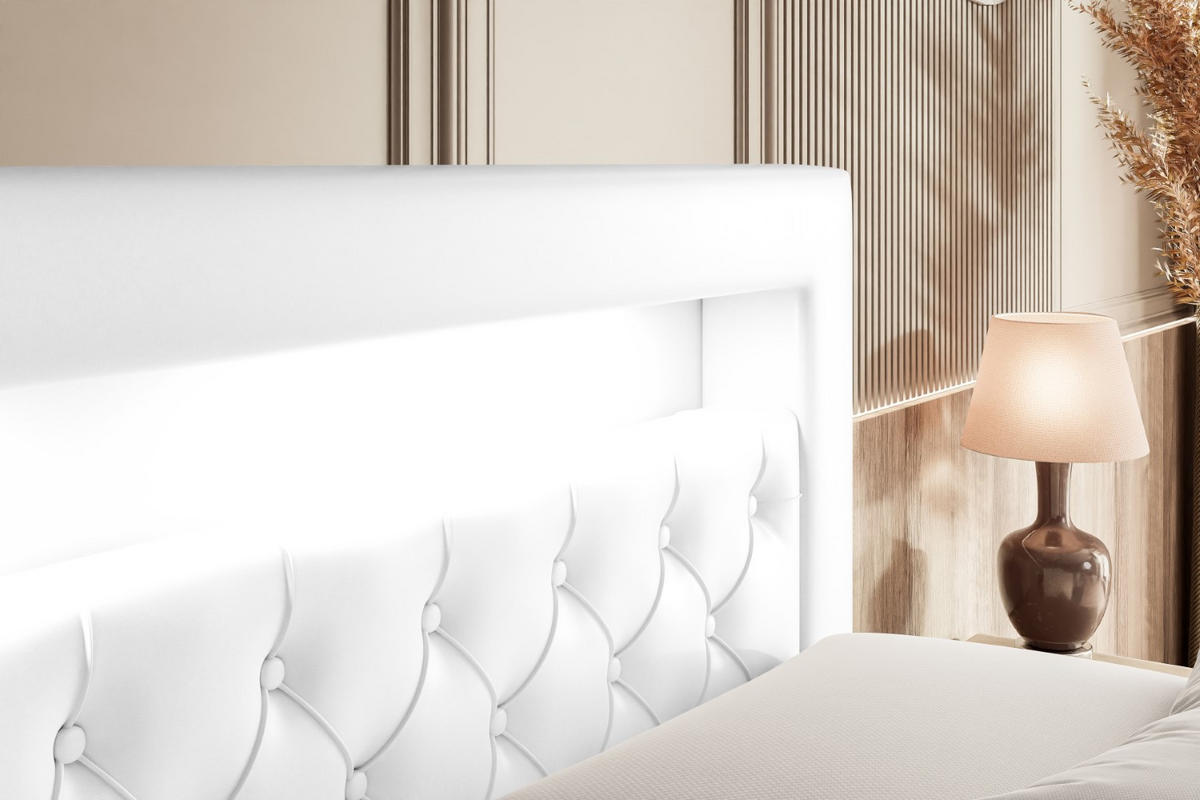 BOXSPRINGBETT NOEL GOLD KING - 160x200 - H3/H4 - Weiß Hochglanz - Weiß Hochglanz, Holzwerkstoff (160/200cm) - ALTDECOR
