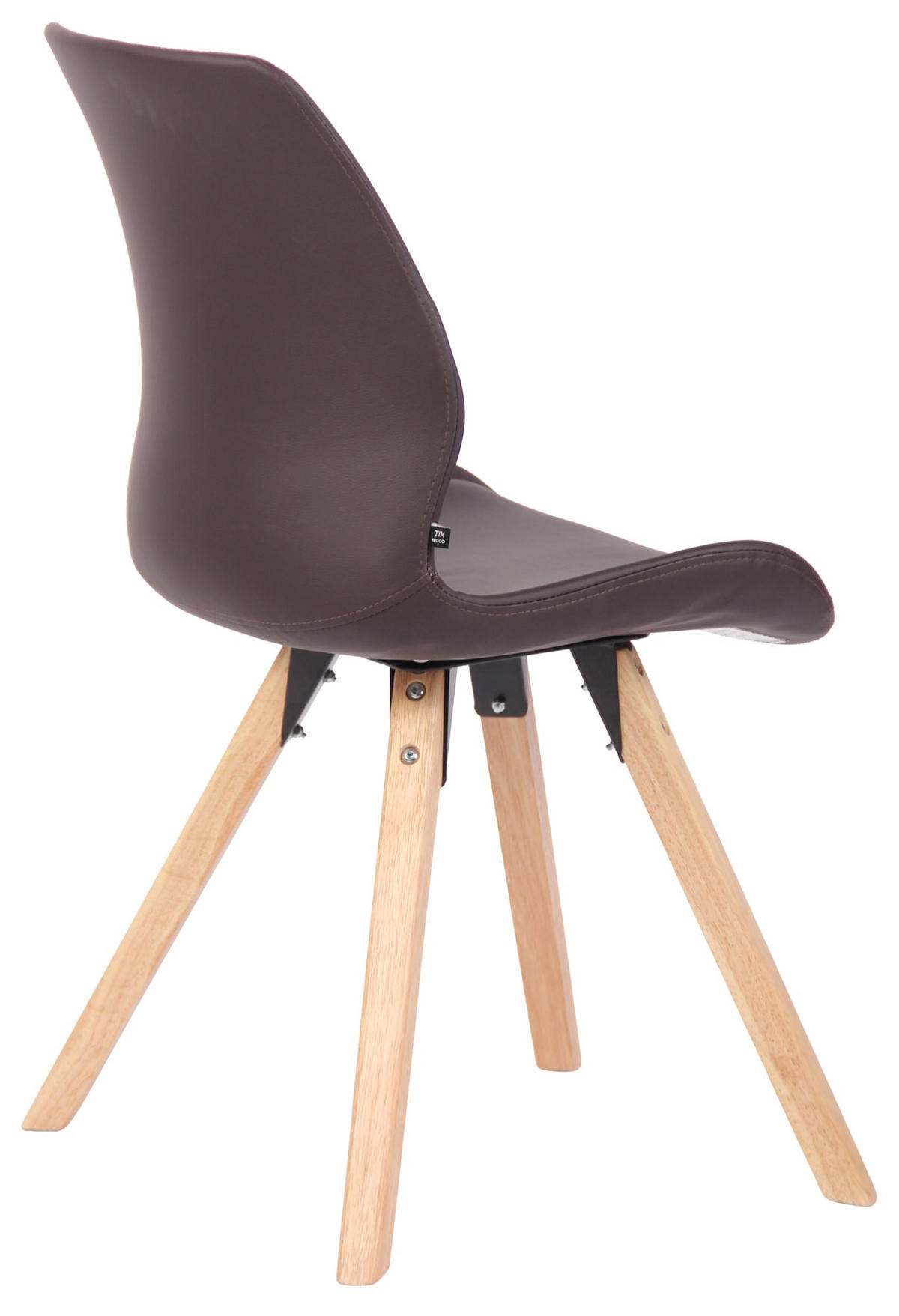 STUHL 2er Set Lederlook braun - Eukalyptusholzfarben/Braun, Holz/Textil (49/87.5/58cm) - CLP