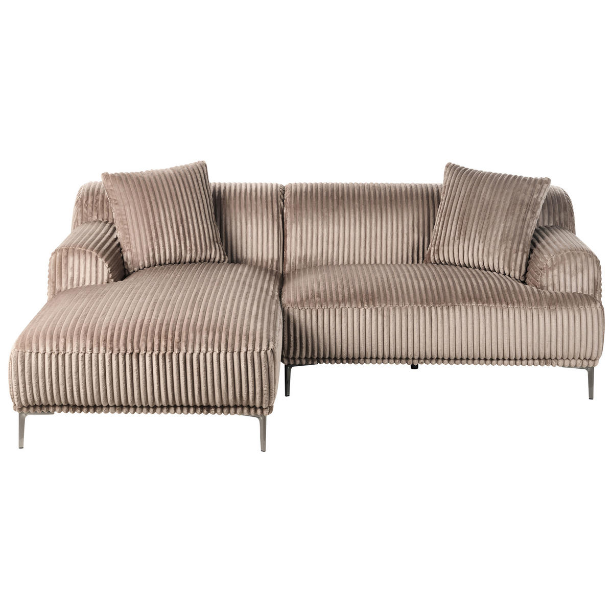 ECKSOFA Cord Hellbraun rechtsseitig Stenum - Hellbraun/Messingfarben, Textil (242/168cm) - Beliani