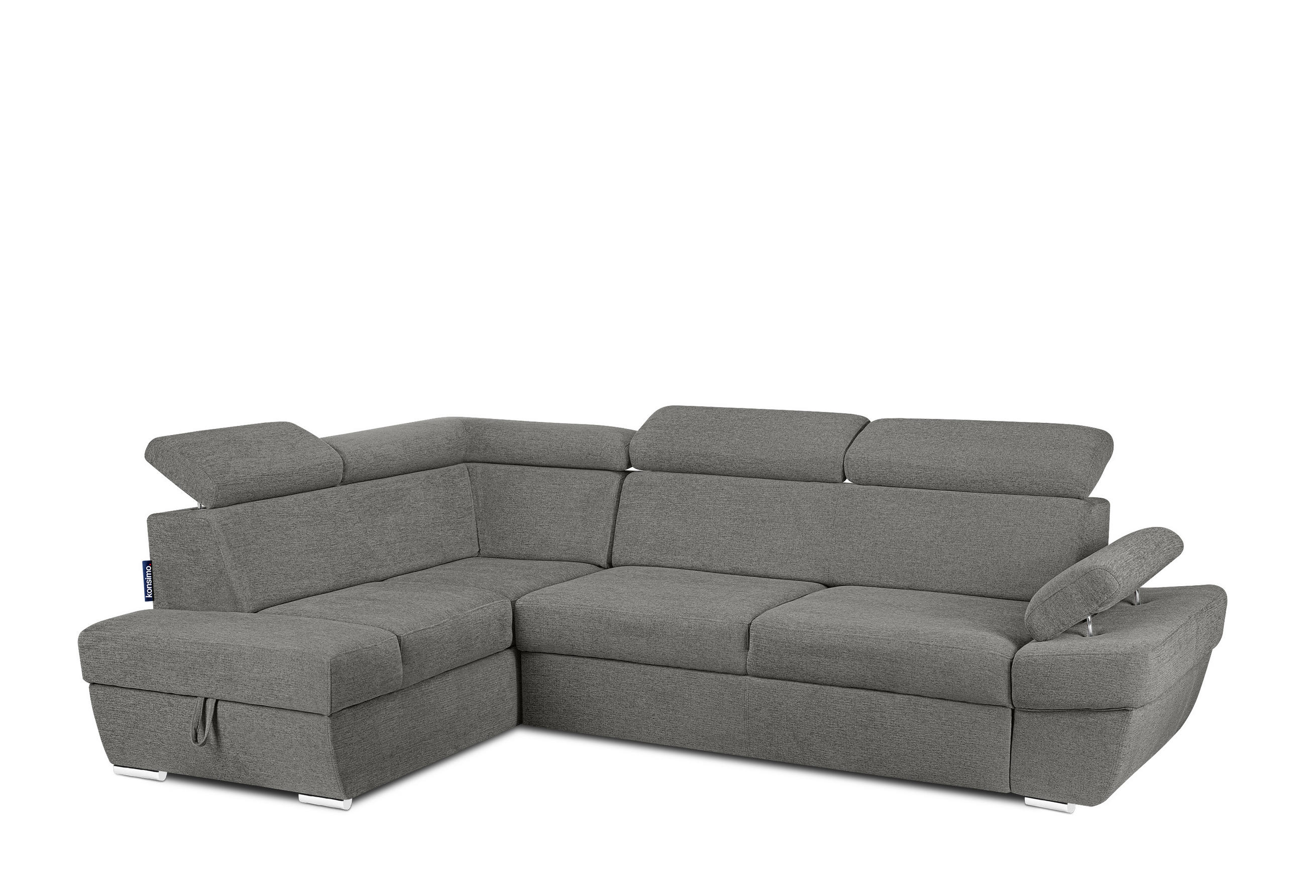 SCHLAFECKSOFA RATLO links 4/5-Sitzer mit Bettkasten, grau - Silberfarben/Grau, Textil (270/190cm) - KONSIMO®