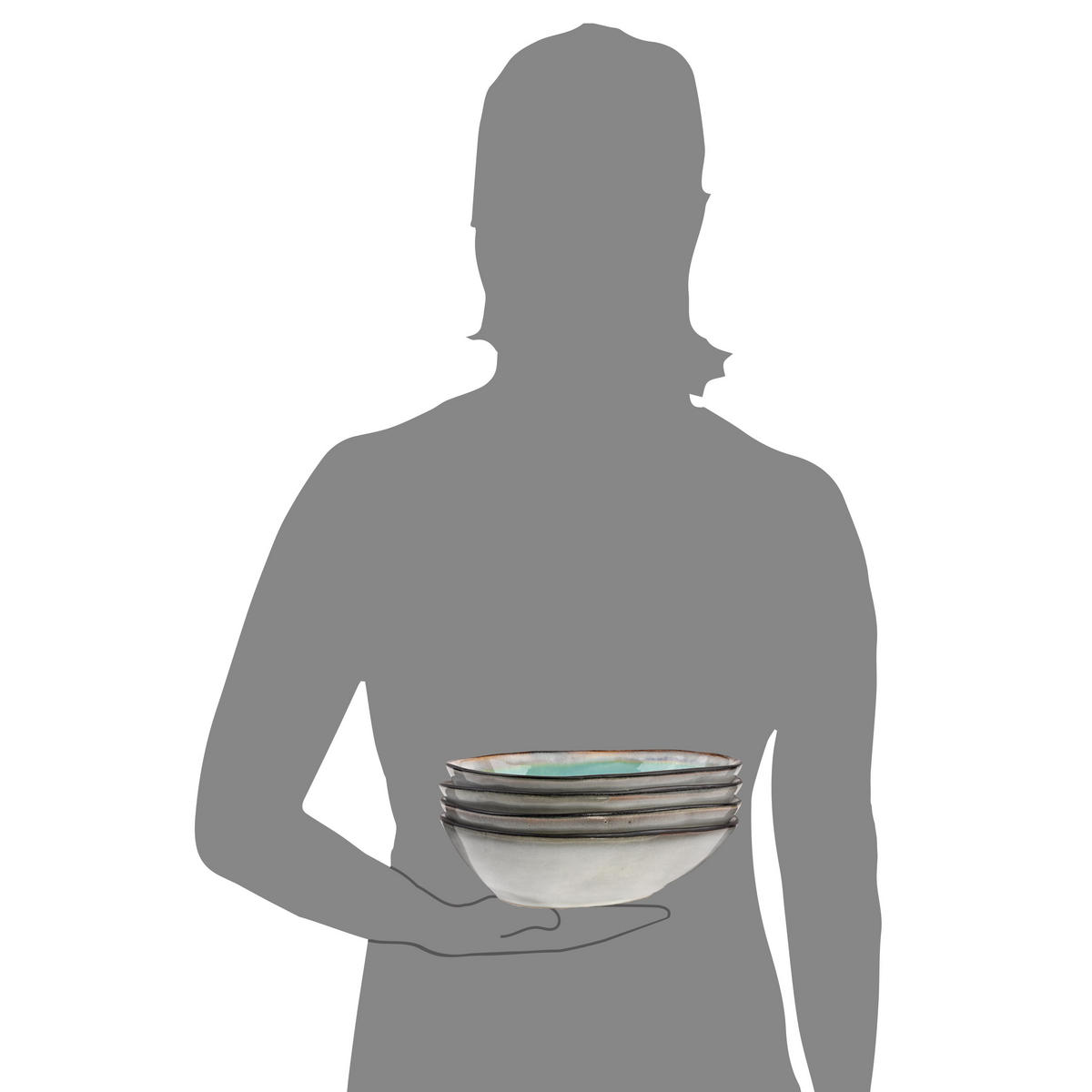 PASTATELLER SET CAPRI - 4 teilig aus Steingut - Pastellblau, Keramik (24cm) - Sänger