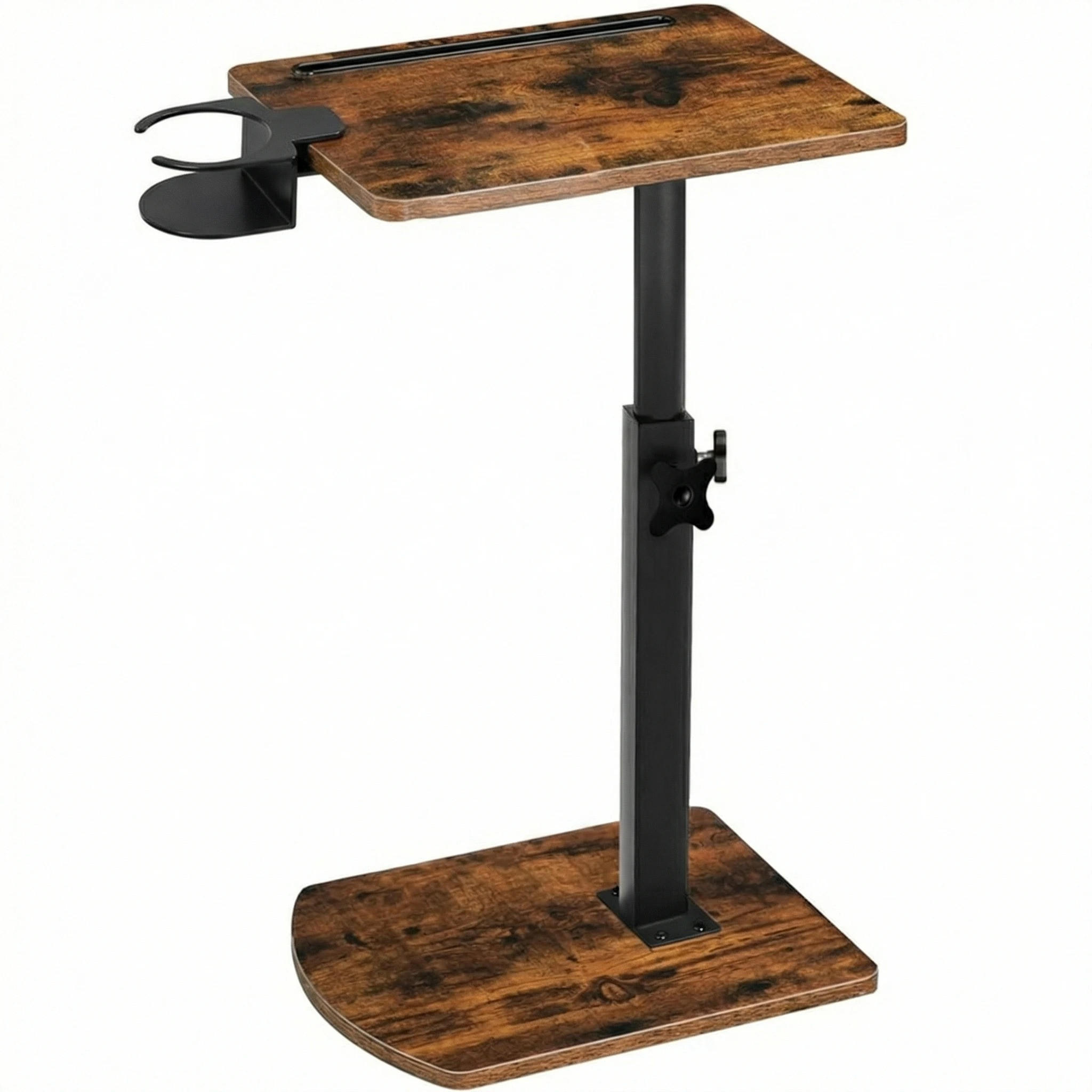 BEISTELLTISCH, 360° drehbar, mit Getränkehalter, höhenverstellbar - Braun, Holzwerkstoff (30/40/78cm) - Kaket