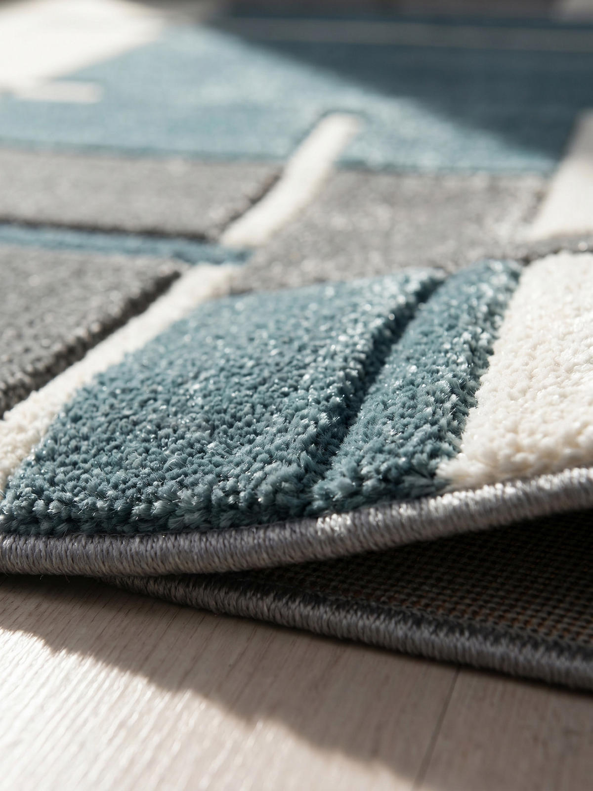 KURZFLORTEPPICH LATEMAR, kariert, Blau, 80 x 300 cm - Blau, Textil (80/300cm) - KADIMA DESIGN