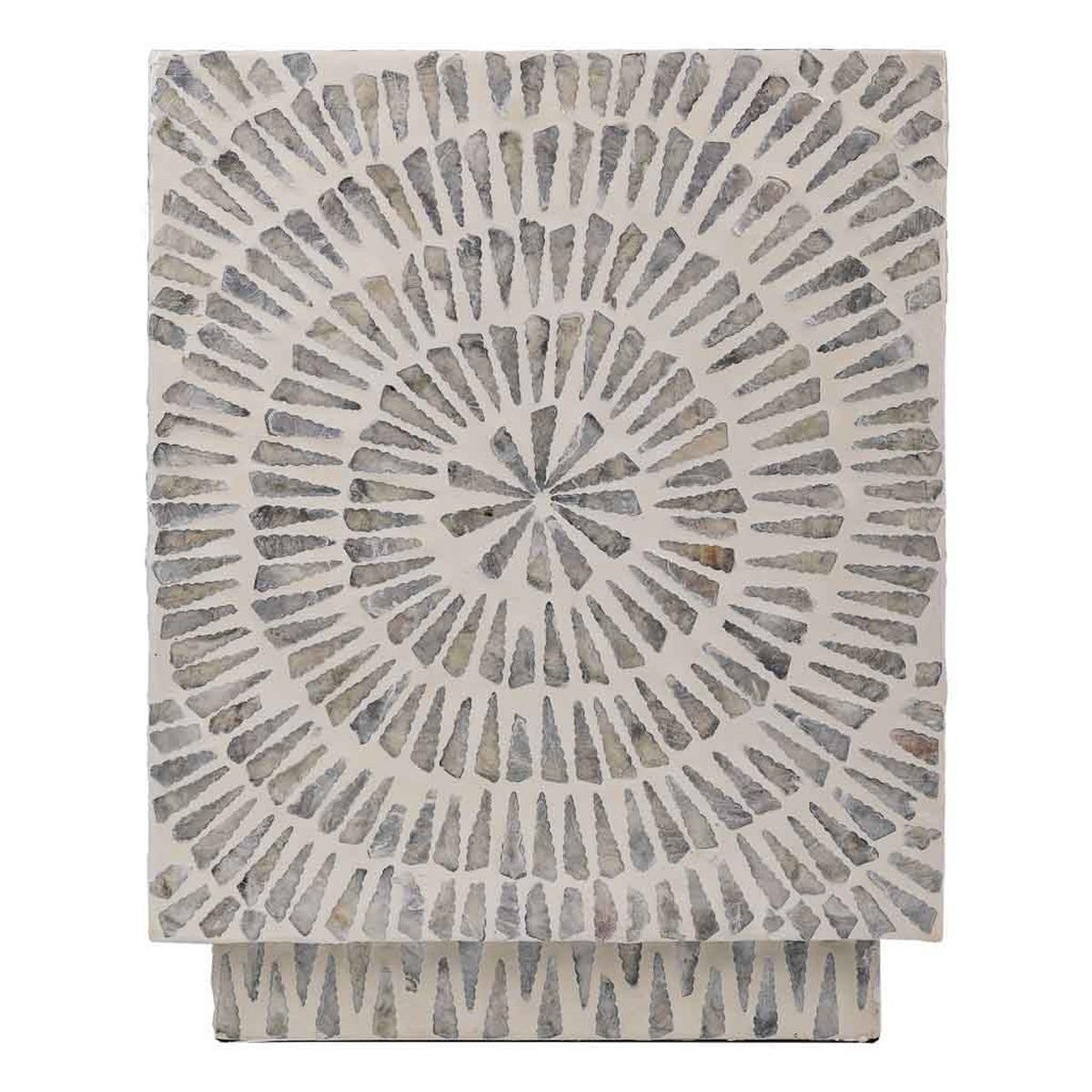 HOCKER aus Holz und Capiz, grau, 35x45cm - Grau, Holz (35/45/35cm) - Wanderlust