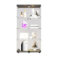VITRINE 80x36x164 cm, LED, Spiegelfront, Schwarz - Schwarz, Holz (80/164/36cm)