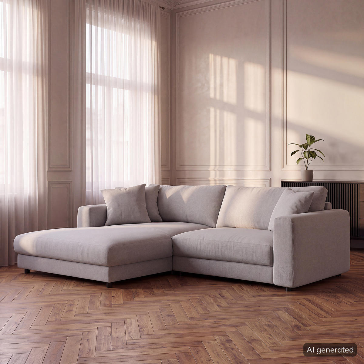 ECKSOFA mit Longchair - Schwarz/Grau, Holz/Kunststoff (238/183cm) - home24