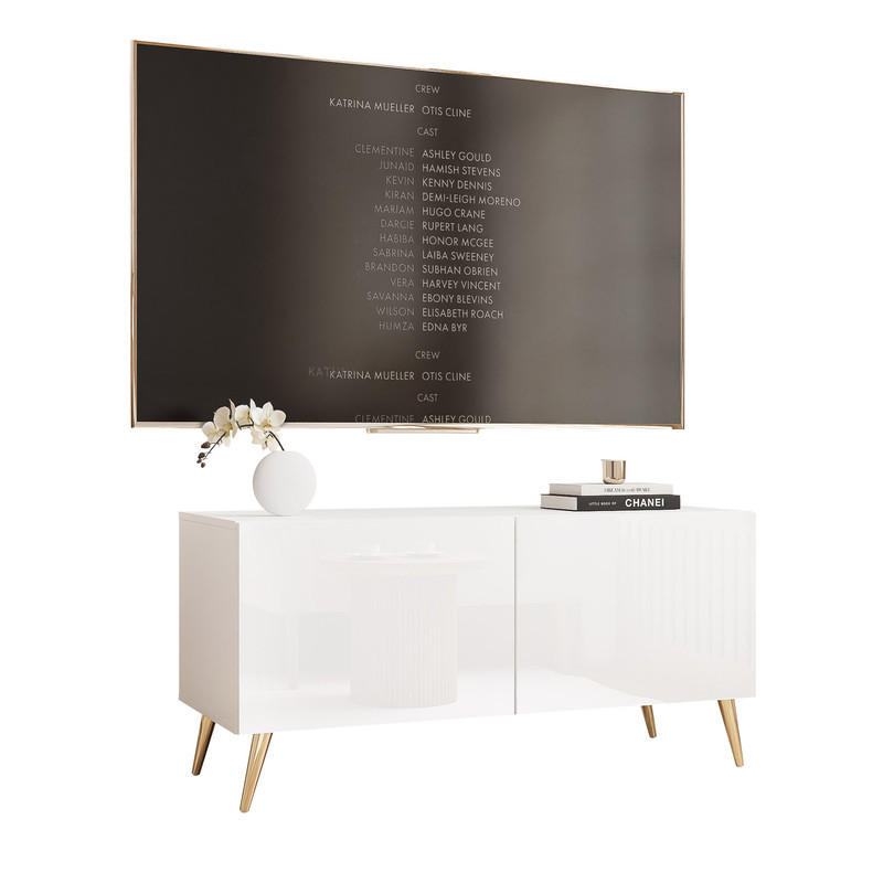 TV-LOWBOARD ANGEL Weiß glänzend stehend mit LED-Beleuchtung 100 cm - Weiß, Holzwerkstoff (100/49/40cm) - Idohome