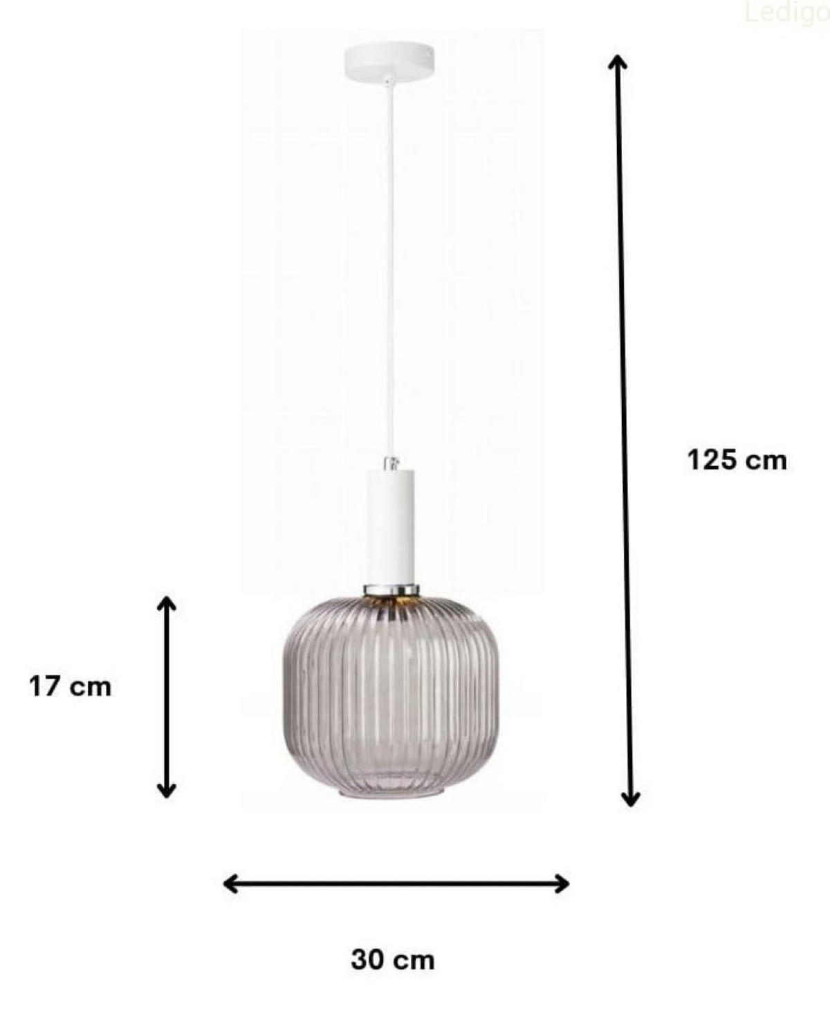 PENDELLEUCHTE Paris - Hellgrau/Weiß, Glas/Metall (30/30/125cm) - kiki design