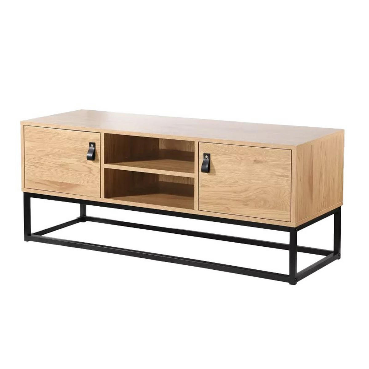 TV-MÖBEL Eiche Dekor 2 Türen und zentrale Ablage - L120 cm - Nussbaumfarben, Holzwerkstoff (39/48/120cm) - Calicosy