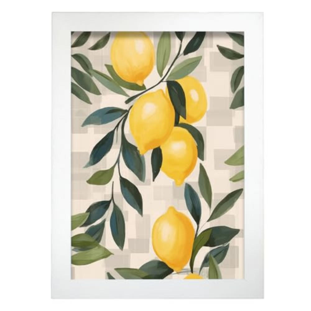 POSTER Üppige Zitrone Blatt A4 Weißer Rahmen - Weiß, Papier (29.7/5/21cm) - Nacnic