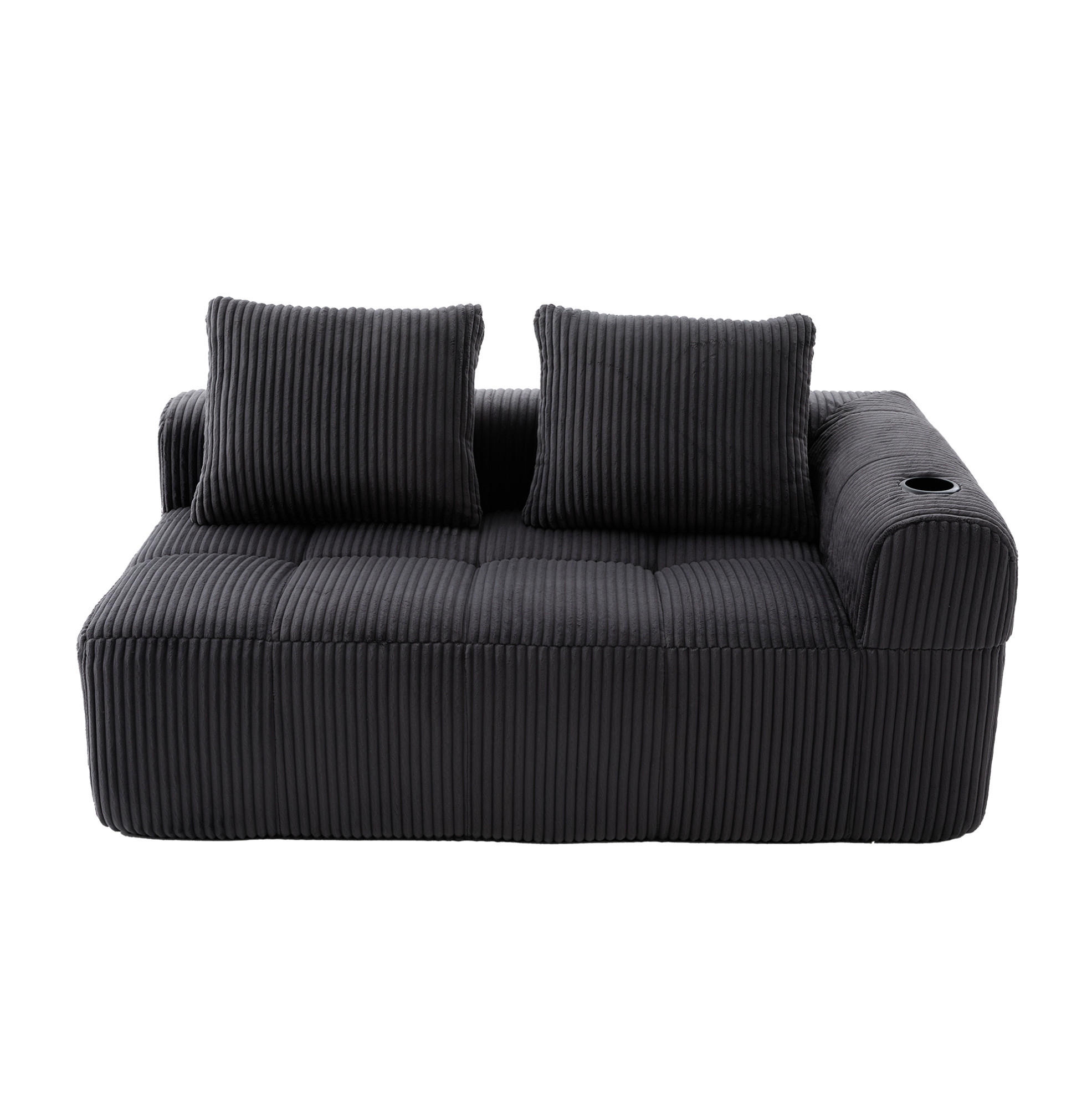 SOFA mit Seitenfächern und Becherhaltern 158 x 93 cm Cord Dark Grey - Dunkelgrau, Kunststoff (158.1/61/93cm) - Meubliv