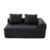 SOFA mit Seitenfächern und Becherhaltern 158 x 93 cm Cord Dark Grey - Dunkelgrau, Kunststoff (158.1/61/93cm) - Meubliv