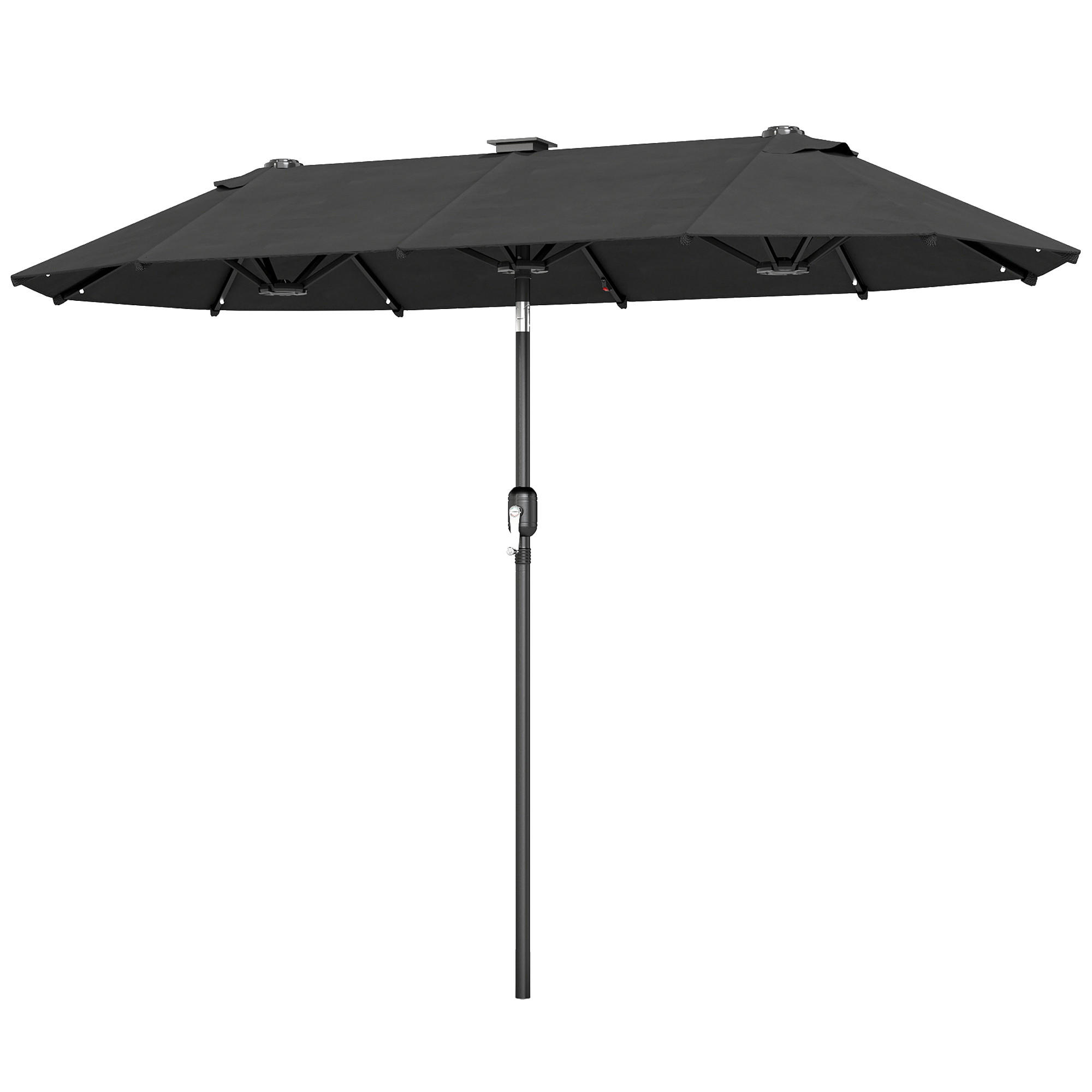 SONNENSCHIRM, Doppelsonnenschirm, Gartenschirm, Polyester, Stahl, Dunkelgrau - Grau, Metall (150/292cm) - Outsunny