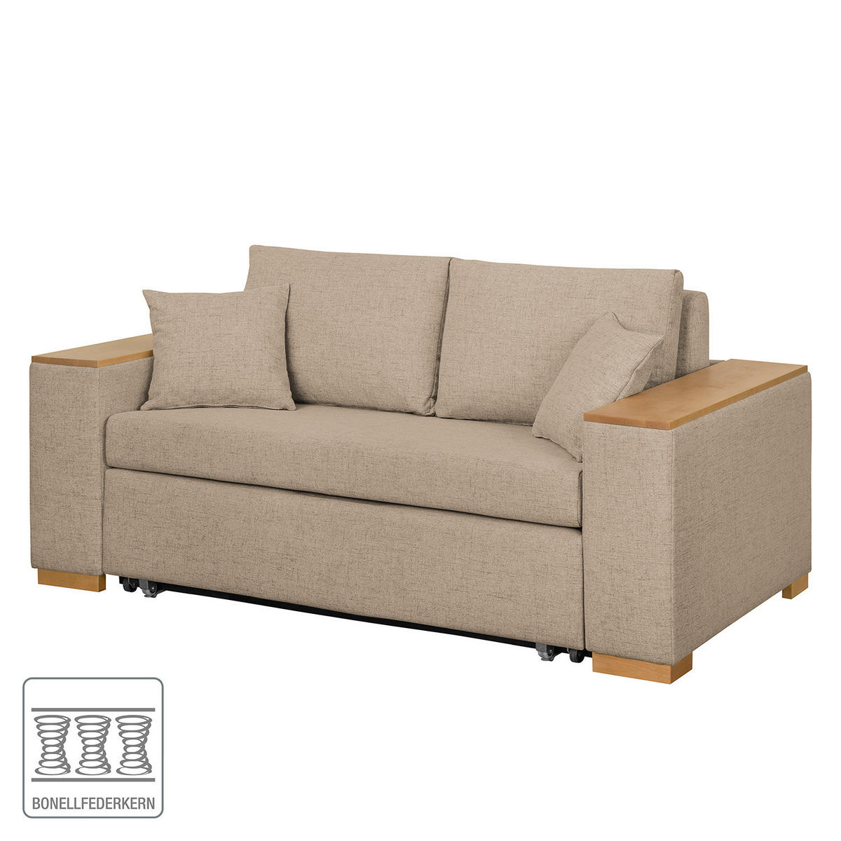SCHLAFSOFA mit XL Armlehne - Cappuccino, Textil (176/90/90cm) - home24