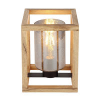 TISCHLEUCHTE Rauchglas Braun Holz - Braun, Glas (17/17/22cm) - Globo Lighting