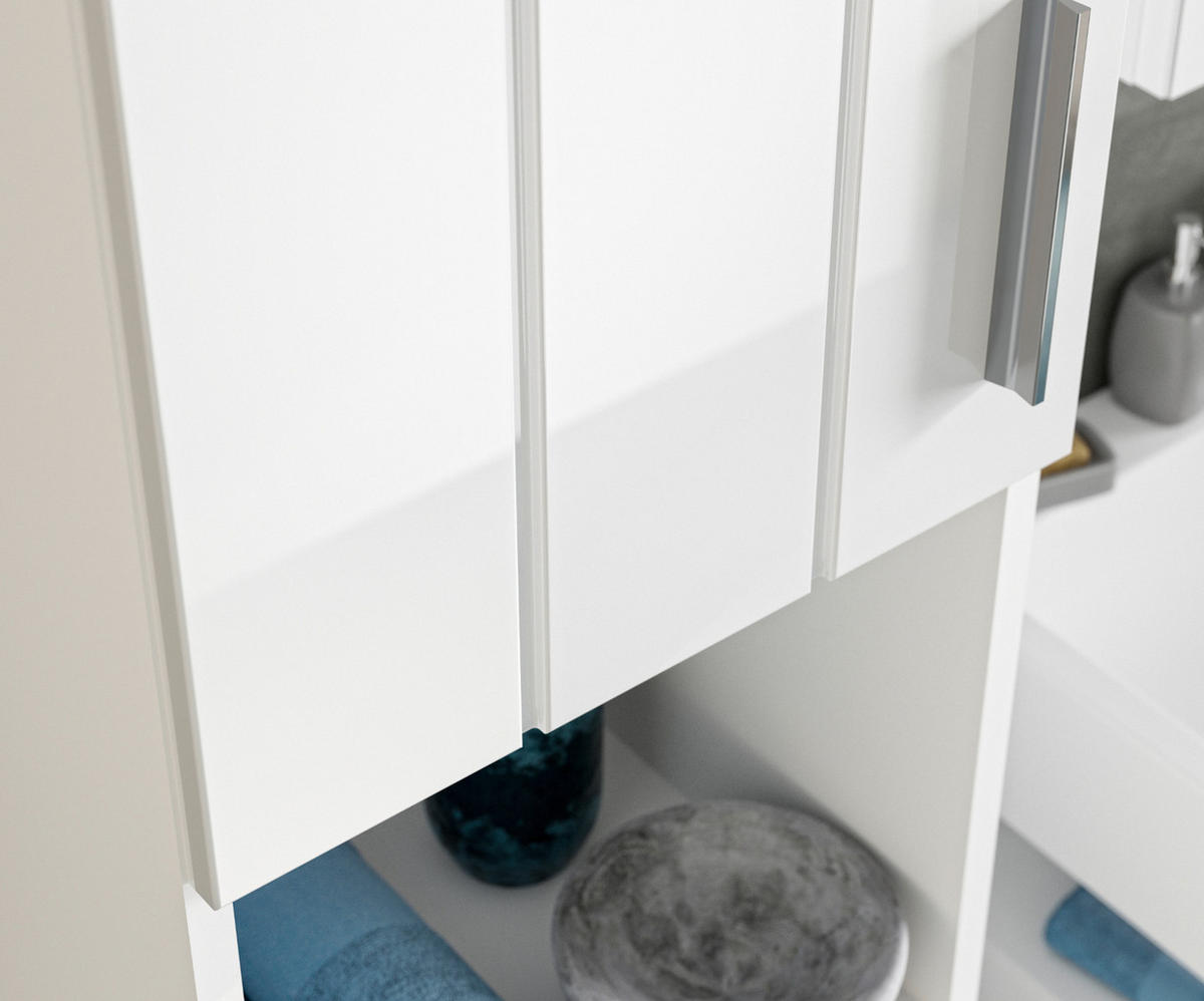 HÄNGESCHRANK weiß Hochglanz 36 cm, Badschrank Türanschlag wechselbar - Weiß Hochglanz/Silberfarben, Holzwerkstoff/Kunststoff (36/79/24cm) - Inn.Furn